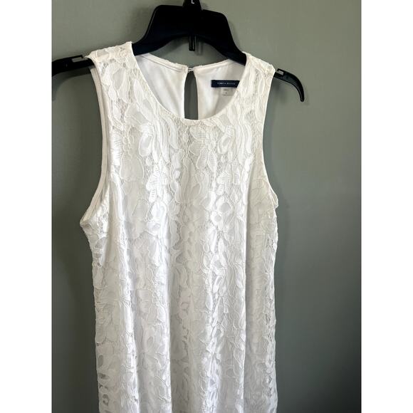 Tommy Hilfiger Sleeveless White Floral Lace A-Line Dress, Size 6 - Picture 4 of 13